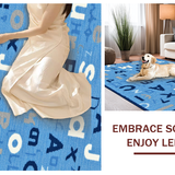 Ultra Soft Area Rug, Non Slip, Stain Resistant, Washable Area Rugs for Living Room, Bedroom, Charming Round Educational Motif(Blue)
