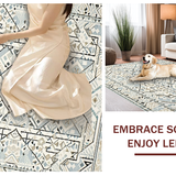 Ultra Soft Area Rug, Non Slip, Stain Resistant, Washable Area Rugs for Living Room, Bedroom, 3D Geometric Layered Texture(Beige)