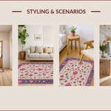 Ultra Soft Area Rug, Non Slip, Stain Resistant, Washable Area Rugs for Living Room, Bedroom, Vibrant Floral Paisley Motif(Beige)