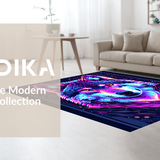 Ultra Soft Area Rug, Non Slip, Stain Resistant, Washable Area Rugs for Living Room, Bedroom, Dynamic Graphic Wolf Illustration(Purple)