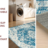 Ultra Soft Area Rug, Non Slip, Stain Resistant, Washable Area Rugs for Living Room, Bedroom, Modern Distressed Diamond Composition(Blue)