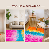 Ultra Soft Area Rug, Non Slip, Stain Resistant, Washable Area Rugs for Living Room, Bedroom, Joyful Eclectic Circular Shapes Theme(Orange)