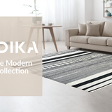 Ultra Soft Area Rug, Non Slip, Stain Resistant, Washable Area Rugs for Living Room, Bedroom, Chic Modern Geometric Linework(Black)