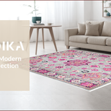 Ultra Soft Area Rug, Non Slip, Stain Resistant, Washable Area Rugs for Living Room, Bedroom, Bordered Boho Meditation Space Plush Rug(Pink)
