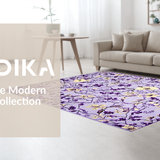 Ultra Soft Area Rug, Non Slip, Stain Resistant, Washable Area Rugs for Living Room, Bedroom, Contemporary Floral Print Entrance Rug(Purple)