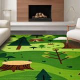 Ultra Soft Area Rug, Non Slip, Stain Resistant, Washable Area Rugs for Living Room, Bedroom, Cheerful Leafy Canopy Theme(Green)
