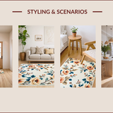 Ultra Soft Area Rug, Non Slip, Stain Resistant, Washable Area Rugs for Living Room, Bedroom, Modern Floral Non-Shed(Beige)