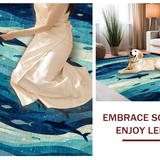 Ultra Soft Area Rug, Non Slip, Stain Resistant, Washable Area Rugs for Living Room, Bedroom, Underwater Whale and Dolphin School with 3D Ocean Depths and Sea Creatures(Blue)