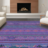 Ultra Soft Area Rug, Non Slip, Stain Resistant, Washable Area Rugs for Living Room, Bedroom, Eclectic Multi-Hued Ethnic Motif(Purple)