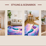 Ultra Soft Area Rug, Non Slip, Stain Resistant, Washable Area Rugs for Living Room, Bedroom, Enchanting Shaggy Mermaid Vibe(Blue)