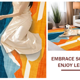 Ultra Soft Area Rug, Non Slip, Stain Resistant, Washable Area Rugs for Living Room, Bedroom, Expressive Circular Abstract Aesthetics(Orange)