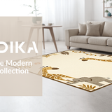 Ultra Soft Area Rug, Non Slip, Stain Resistant, Washable Area Rugs for Living Room, Bedroom, Serene Neutral Tones with Animal Art(Beige)