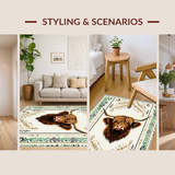 Ultra Soft Area Rug, Non Slip, Stain Resistant, Washable Area Rugs for Living Room, Bedroom, Warm Toned Festive Motif(Brown)