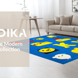 Ultra Soft Area Rug, Non Slip, Stain Resistant, Washable Area Rugs for Living Room, Bedroom, Colorful Educational Animal Motif(Blue)