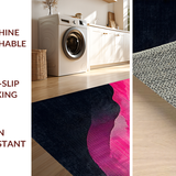 Ultra Soft Area Rug, Non Slip, Stain Resistant, Washable Area Rugs for Living Room, Bedroom, Gradient Black Pink Abstract Aesthetic(Pink)