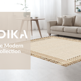 Ultra Soft Area Rug, Non Slip, Stain Resistant, Washable Area Rugs for Living Room, Bedroom, Whimsical Curved Edge Design(Beige)