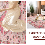 Ultra Soft Area Rug, Non Slip, Stain Resistant, Washable Area Rugs for Living Room, Bedroom, Elegant Vintage Floral Arrangement(Pink)