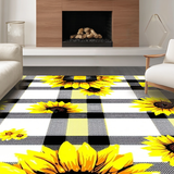 Ultra Soft Area Rug, Non Slip, Stain Resistant, Washable Area Rugs for Living Room, Bedroom, Rustic Floral Buffalo Check(Yellow)