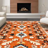 Ultra Soft Area Rug, Non Slip, Stain Resistant, Washable Area Rugs for Living Room, Bedroom, Rustic Vibrant Floral Motif(Orange)