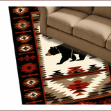 Ultra Soft Area Rug, Non Slip, Stain Resistant, Washable Area Rugs for Living Room, Bedroom, Cozy Earth Tones Bear Design(Red)