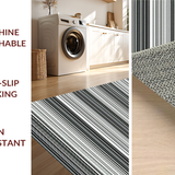 Ultra Soft Area Rug, Non Slip, Stain Resistant, Washable Area Rugs for Living Room, Bedroom, Modern Rustic Striped Visual Appeal(Black)