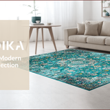 Ultra Soft Area Rug, Non Slip, Stain Resistant, Washable Area Rugs for Living Room, Bedroom, Elegant Distressed Floral Composition(Blue)