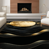 Ultra Soft Area Rug, Non Slip, Stain Resistant, Washable Area Rugs for Living Room, Bedroom, Sophisticated Monochrome Abstract Flourish(Gold)