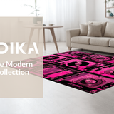Ultra Soft Area Rug, Non Slip, Stain Resistant, Washable Area Rugs for Living Room, Bedroom, Playful 80s Audio Design(Pink)