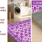 Ultra Soft Area Rug, Non Slip, Stain Resistant, Washable Area Rugs for Living Room, Bedroom, Artistic Abstract Floral Waves(Purple)