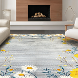 Ultra Soft Area Rug, Non Slip, Stain Resistant, Washable Area Rugs for Living Room, Bedroom, Playful Cozy Flower Arrangement(Gray)