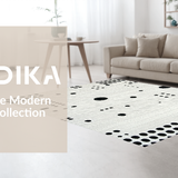 Ultra Soft Area Rug, Non Slip, Stain Resistant, Washable Area Rugs for Living Room, Bedroom, Bold Geometric Contrast Decor(White)