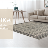 Ultra Soft Area Rug, Non Slip, Stain Resistant, Washable Area Rugs for Living Room, Bedroom, Elegant Charcoal Geometric Overlay(Black)