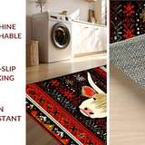 Ultra Soft Area Rug, Non Slip, Stain Resistant, Washable Area Rugs for Living Room, Bedroom, Scandinavian Cozy Cattle Design(Black)
