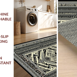 Ultra Soft Area Rug, Non Slip, Stain Resistant, Washable Area Rugs for Living Room, Bedroom, Tribal Black and White Aesthetic(Black)
