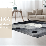 Ultra Soft Area Rug, Non Slip, Stain Resistant, Washable Area Rugs for Living Room, Bedroom, Trendy Monochrome Yin-Yang Aesthetic(Gray)
