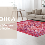 Ultra Soft Area Rug, Non Slip, Stain Resistant, Washable Area Rugs for Living Room, Bedroom, Rustic Vibrant Diamond Arrangement(Red)