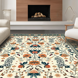 Ultra Soft Area Rug, Non Slip, Stain Resistant, Washable Area Rugs for Living Room, Bedroom, Boho Teal and Orange Fusion(Ivory)