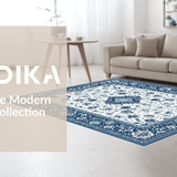 Ultra Soft Area Rug, Non Slip, Stain Resistant, Washable Area Rugs for Living Room, Bedroom, Refined Elegant Floral Texture(Blue)