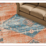 Ultra Soft Area Rug, Non Slip, Stain Resistant, Washable Area Rugs for Living Room, Bedroom, Artistic Vintage Ethnic Motif(Orange)
