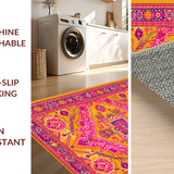 Ultra Soft Area Rug, Non Slip, Stain Resistant, Washable Area Rugs for Living Room, Bedroom, Dynamic Symmetrical Design Elements(Yellow)