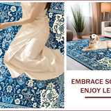 Ultra Soft Area Rug, Non Slip, Stain Resistant, Washable Area Rugs for Living Room, Bedroom, Charming High-Low Floral Arrangement(Blue)