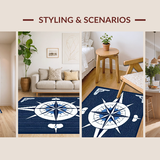 Ultra Soft Area Rug, Non Slip, Stain Resistant, Washable Area Rugs for Living Room, Bedroom, Striking Abstract Nautical Elements(Blue)