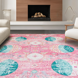 Ultra Soft Area Rug, Non Slip, Stain Resistant, Washable Area Rugs for Living Room, Bedroom, Bright Easter Themed Decor(Pink)