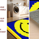 Ultra Soft Area Rug, Non Slip, Stain Resistant, Washable Area Rugs for Living Room, Bedroom, Chic Minimalist Smiley Motif(Yellow)