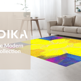 Ultra Soft Area Rug, Non Slip, Stain Resistant, Washable Area Rugs for Living Room, Bedroom, Vibrant Abstract Sunburst Motif(Yellow)