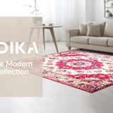 Ultra Soft Area Rug, Non Slip, Stain Resistant, Washable Area Rugs for Living Room, Bedroom, Warm Earthy Medallion Arrangement(White)