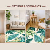 Ultra Soft Area Rug, Non Slip, Stain Resistant, Washable Area Rugs for Living Room, Bedroom, Lively Tropical Floral Arrangement(White)