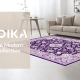 Ultra Soft Area Rug, Non Slip, Stain Resistant, Washable Area Rugs for Living Room, Bedroom, Transitional Abstract Floral Aesthetic(Purple)