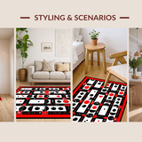 Ultra Soft Area Rug, Non Slip, Stain Resistant, Washable Area Rugs for Living Room, Bedroom, Bold Graphic Dice Style Rug(Red)