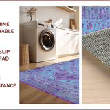 Ultra Soft Area Rug, Non Slip, Stain Resistant, Washable Area Rugs for Living Room, Bedroom, Rustic Violet Geometric Fusion(Blue)